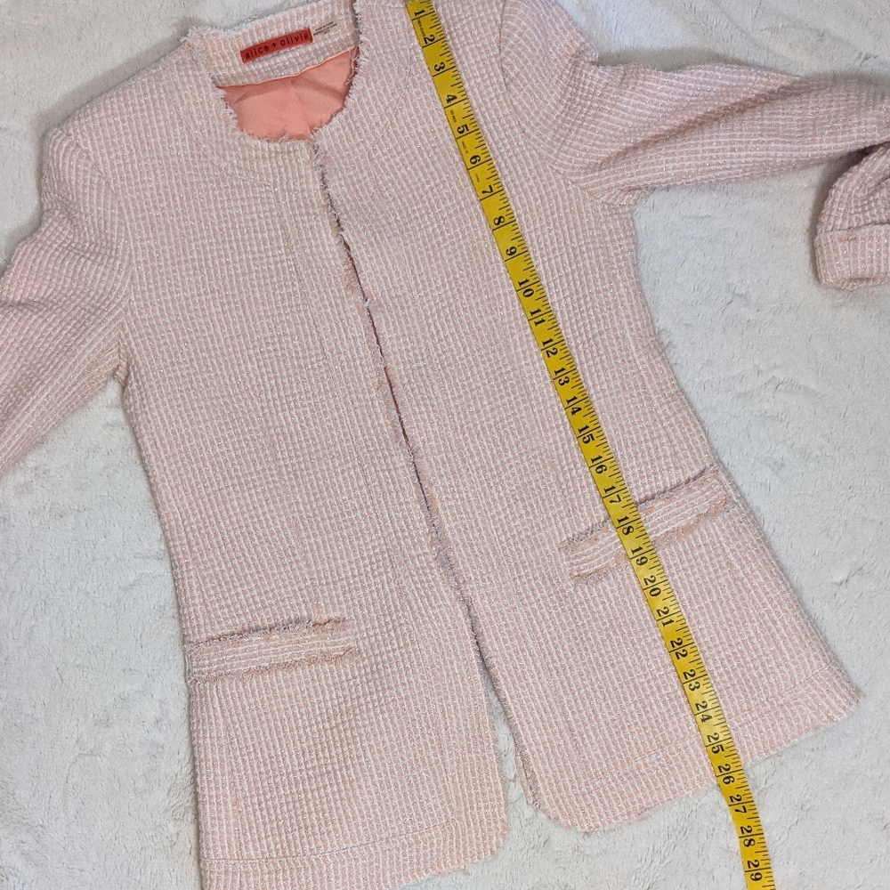 Alice & Olivia Pink Textured Blazer Jacket - Picture 12 of 13